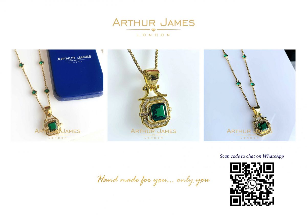 Green emerald Pendant set for women