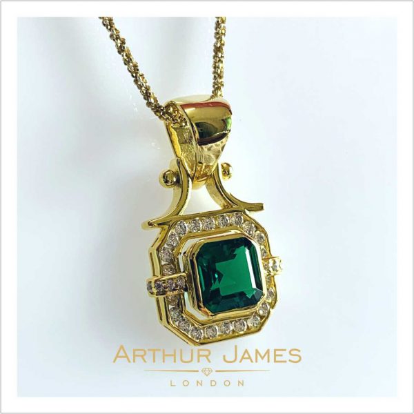 Green emerald Pendant set for women