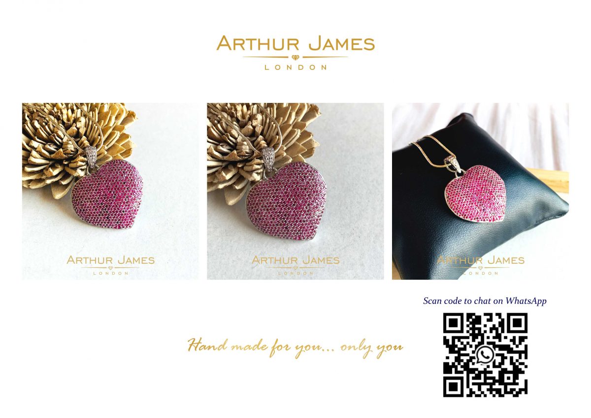 Red ruby diamond cluster heart pendant for girls women