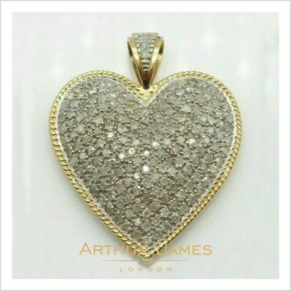 Gold Plated diamond cluster heart pendant for women