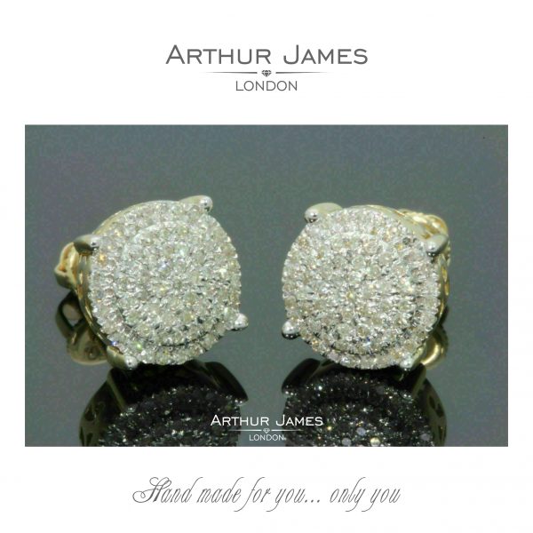 Diamond cluster sterling silver gold plated drop earrings for girls