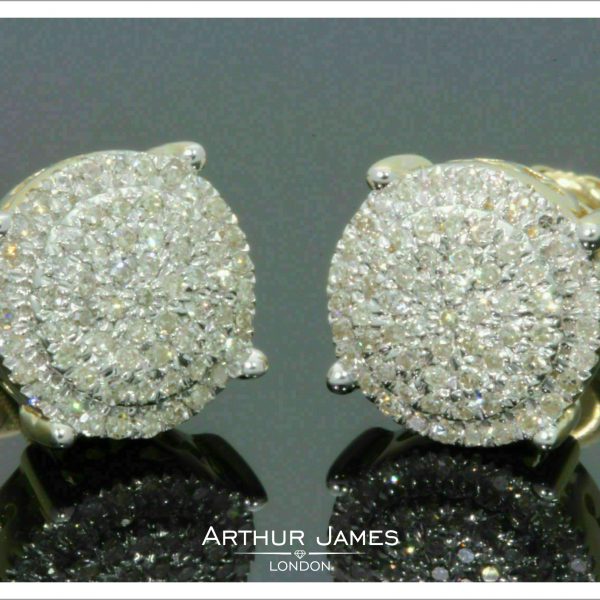 Diamond cluster sterling silver gold plated drop earrings for girls