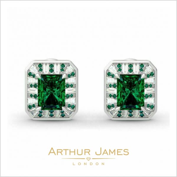 Green Emerald Diamond studs for women