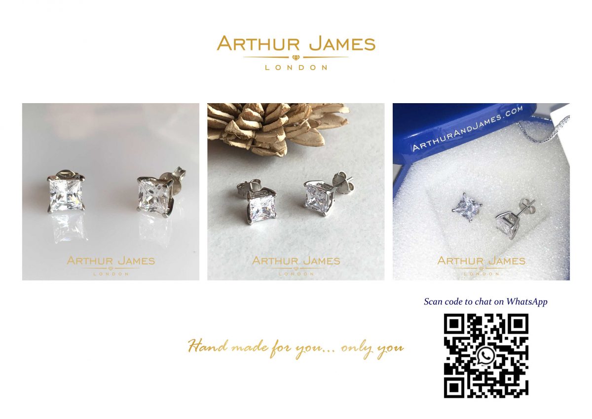 Princess cut moissanite studs for women