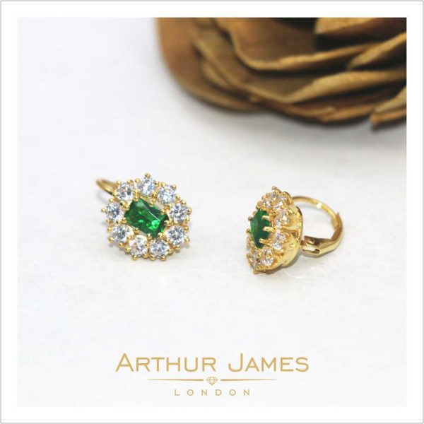 Green Emerald Flower cluster earring for women