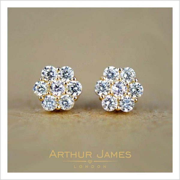 Gold plated flower stud earrings for women