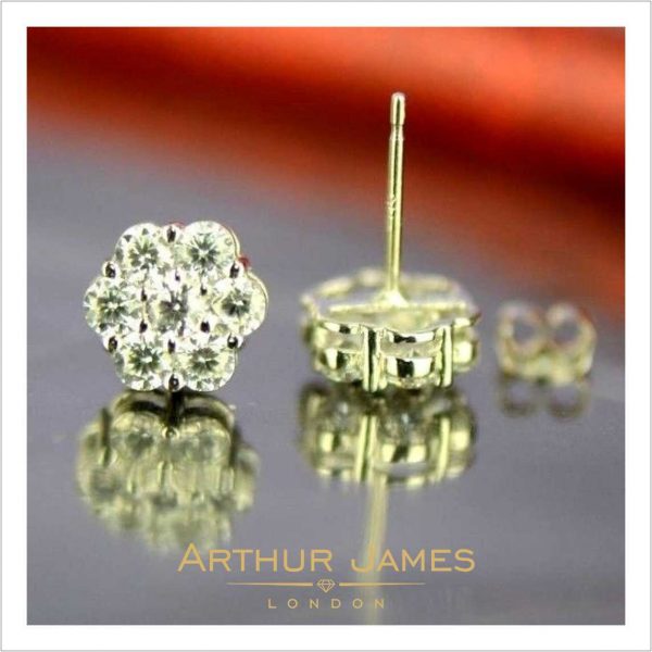 Gold plated flower stud earrings for women