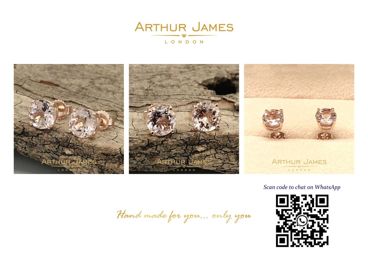 Peach Morganite 4 prong stud earrings for girls