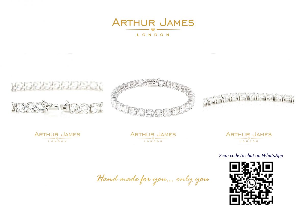 Tennis bracelet for women, sterling silver, white gold plated