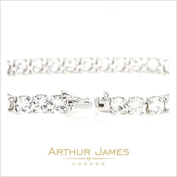 Tennis bracelet for women, sterling silver, white gold plated