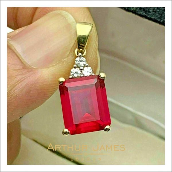 Red ruby sterling silcer 925 pendant for women, mothers day gift for her