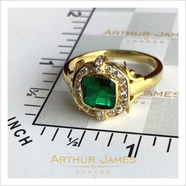 Emerald Green Yellow Gold Ring - Custom Made Jewelry by Arthur James London