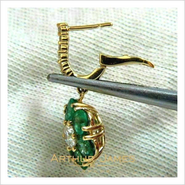 Flower Shape Green Emerald Drop Danglers Hanging Earrings