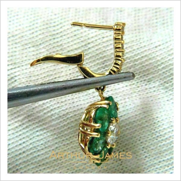 Flower Shape Green Emerald Drop Danglers Hanging Earrings