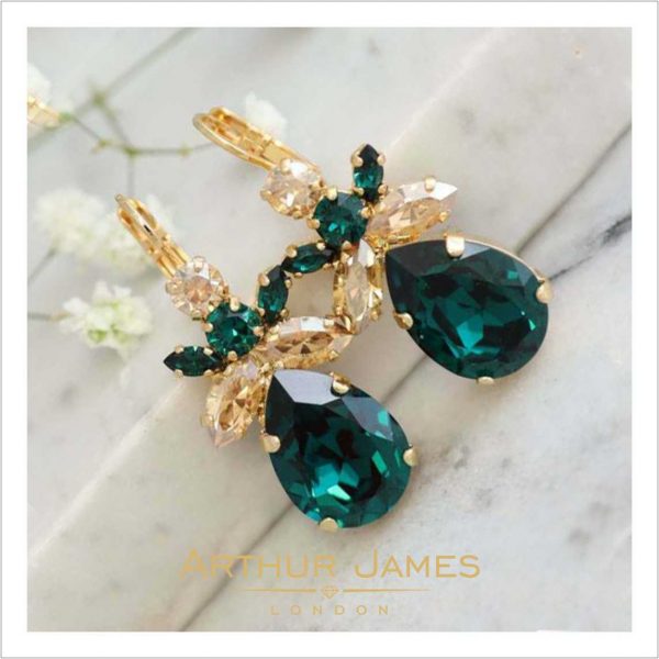 Pear Cut Green Emerald Drop & Dangle Earrings