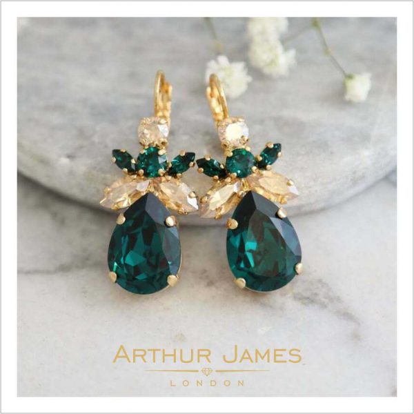 Pear Cut Green Emerald Drop & Dangle Earrings