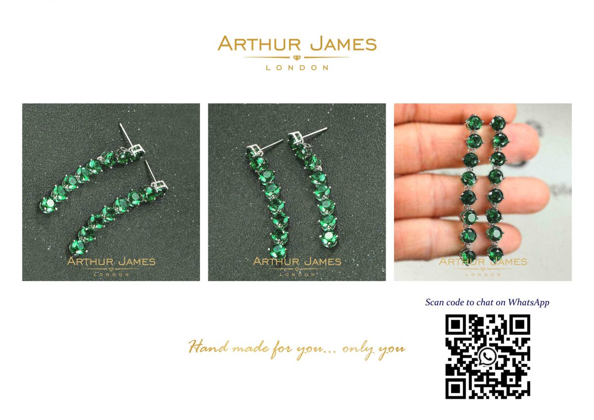 Round Cut Diamond Green Emerald Tennis Ladies Earrings