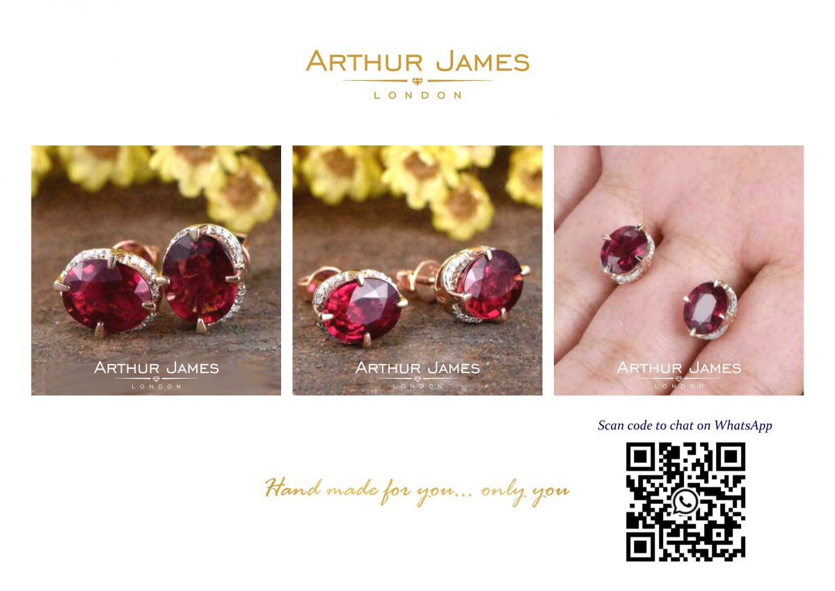 Oval Cut Red Garnet Solitaire Diamond Studs Earrings
