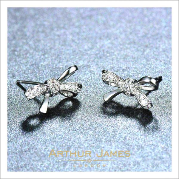 Bow Shape Diamond Girls Stud Earrings