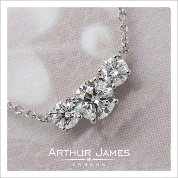 Round Cut Three Stone Diamond Women's Pendant