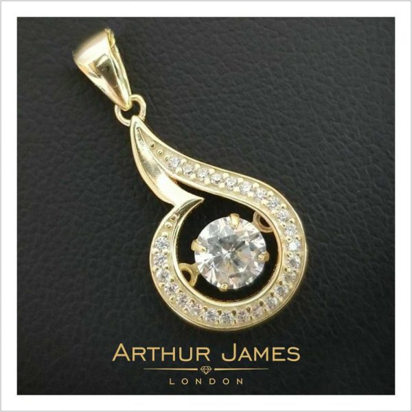Four Prong Solitaire Dancing Diamond Pendant