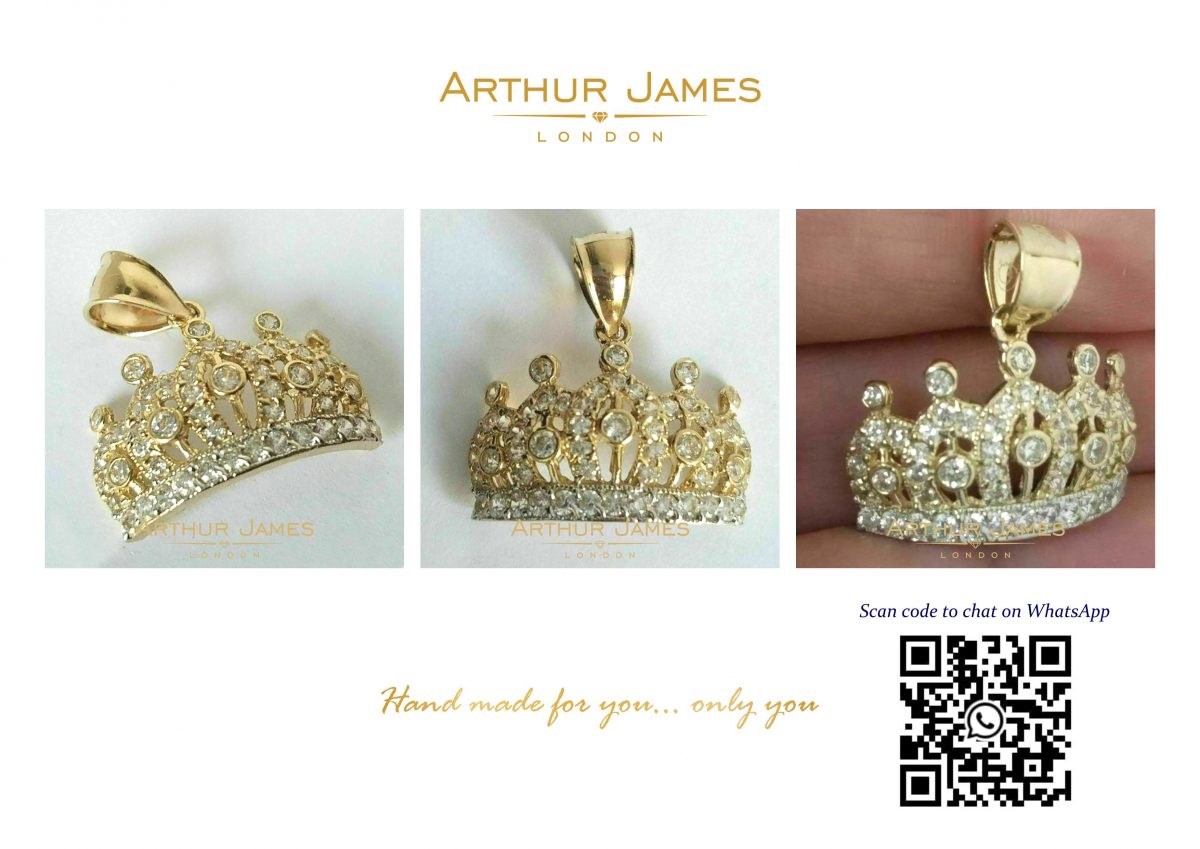 Charm King Crown Shape Diamond Women's Vintage Pendant