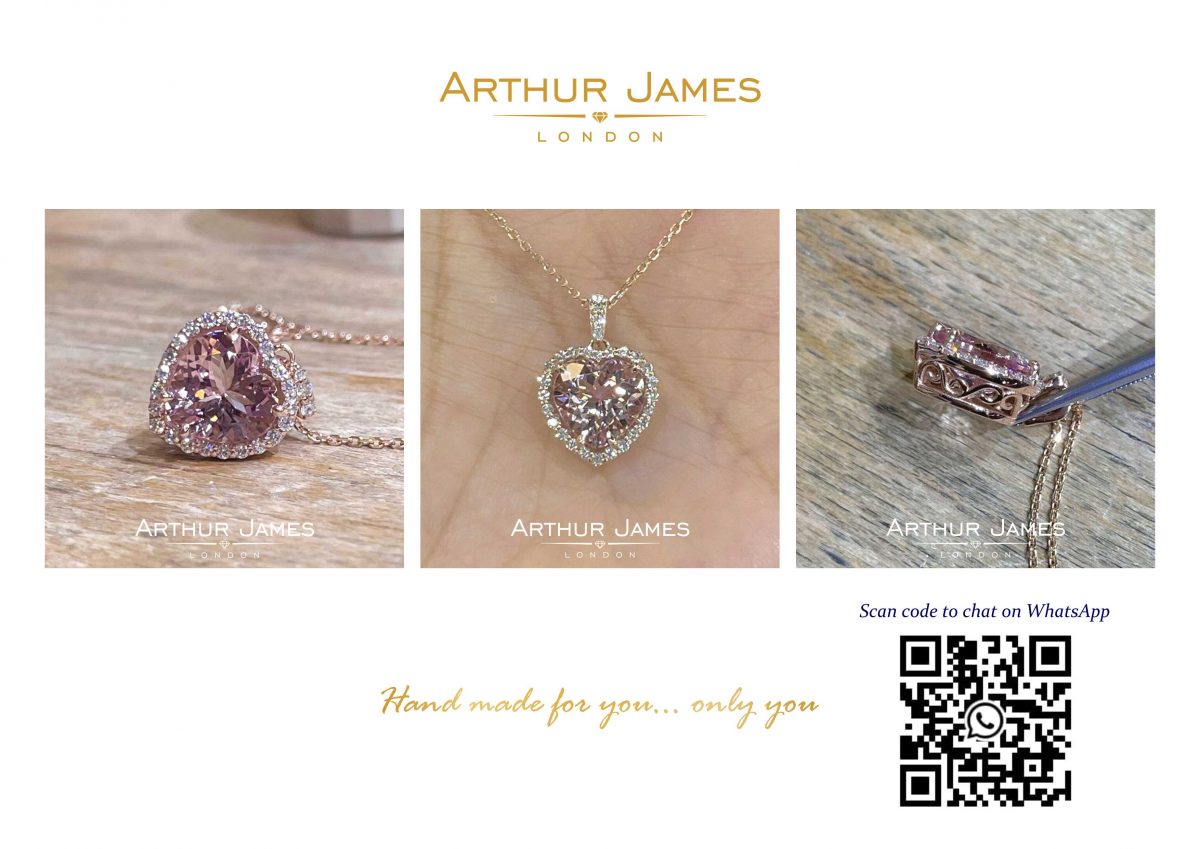 Heart Cut Peach Morganite Diamond Ladies Pendant