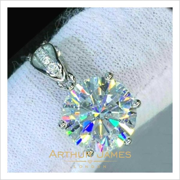 Round Cut Moissanite Diamond Gemstone Women's Pendant