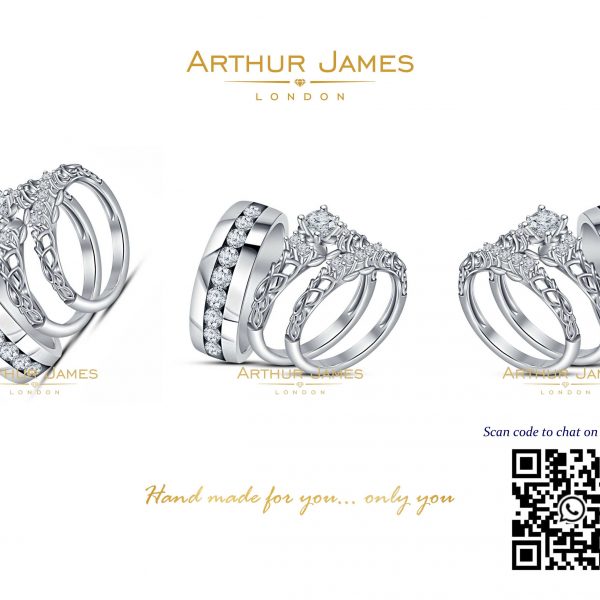 Round Diamond Vintage Trio Men & Women Bridal Ring Set