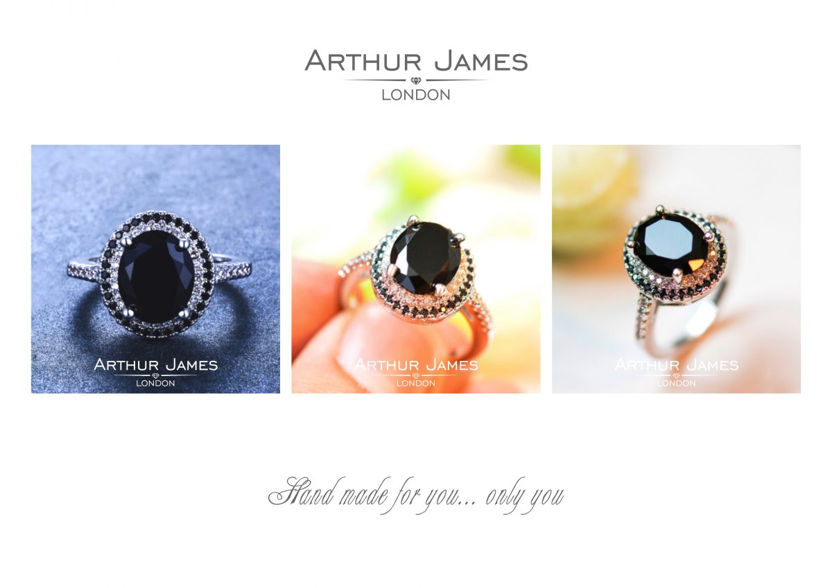 Oval Cut Black Diamond Ladies Halo Bridal Ring