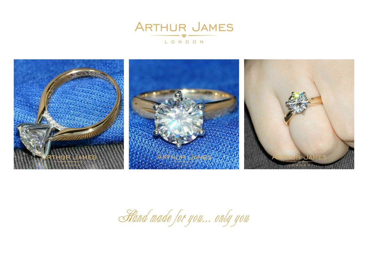 Round Moissanite Diamond Yellow Gold Ladies Ring