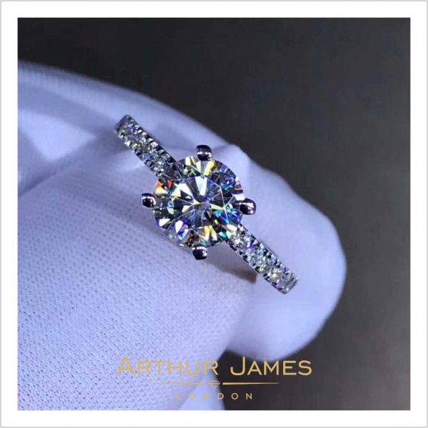 Round Cut Moissanite Solitaire Diamond Ladies Ring