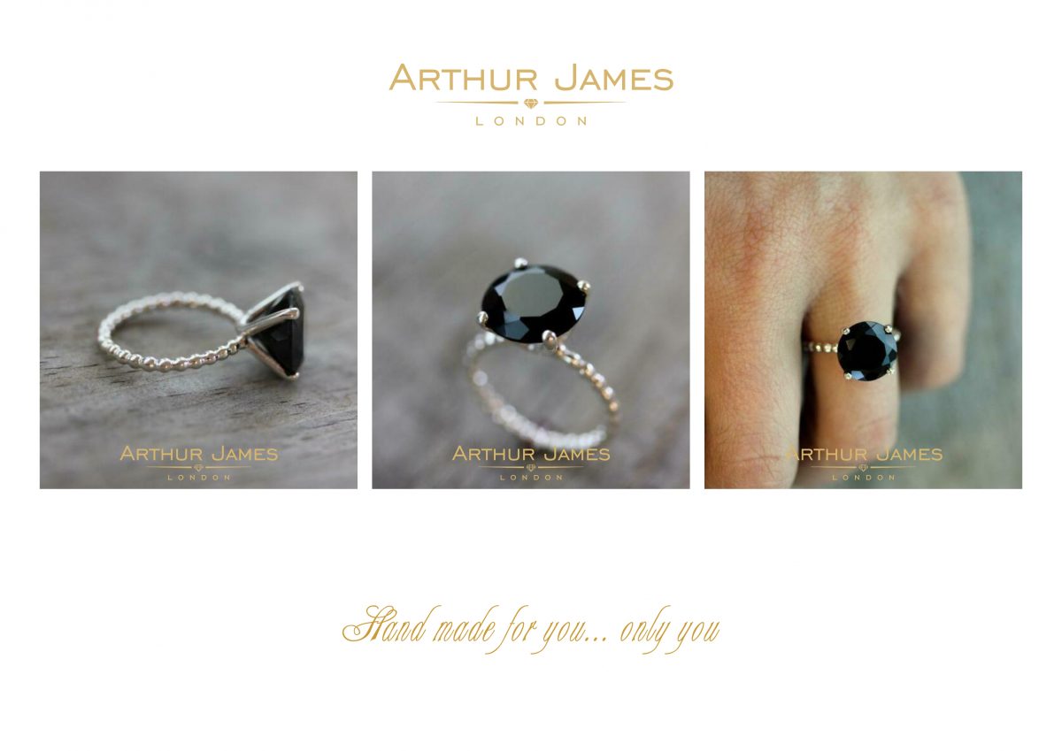 Round Cut Black Solitaire Diamond Ladies Cocktail Ring
