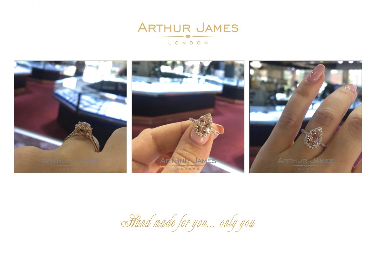 Peach Pear Cut Morganite Diamond Ladies Ring