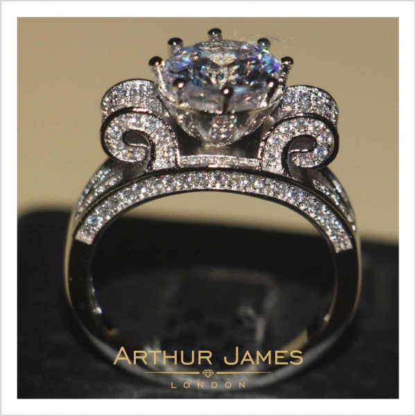 Round Moissanite Diamond Synthetic Ladies Paisley Ring
