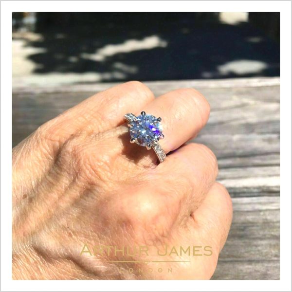 Round Moissanite Diamond Six Prong Ladies Ring