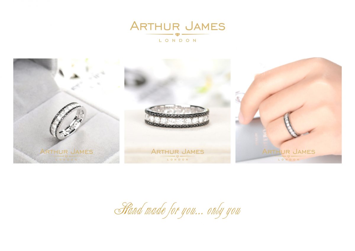 Black & White Diamond Full Eternity Ladies Band Ring