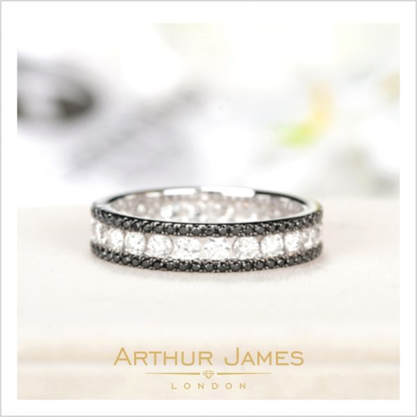 Black & White Diamond Full Eternity Ladies Band Ring