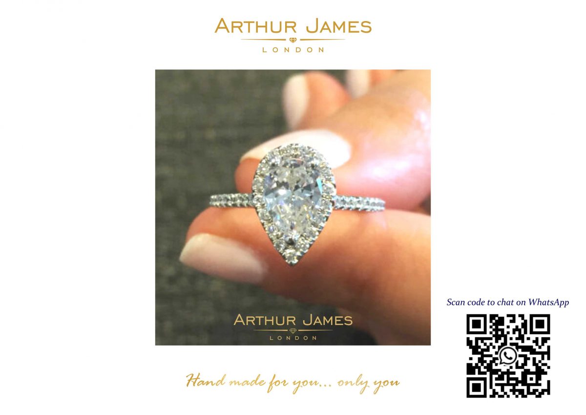 Pear Cut Lab Diamond White Gold Ladies Ring