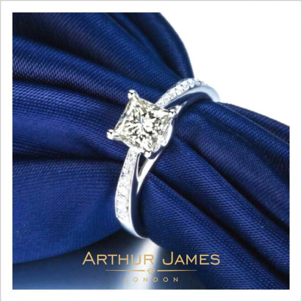 Princess Cut White Lab Diamond Ladies Ring