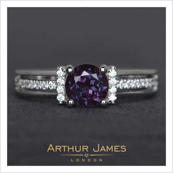 Purple Amethyst Round Cut Ladies Alexandrite Ring