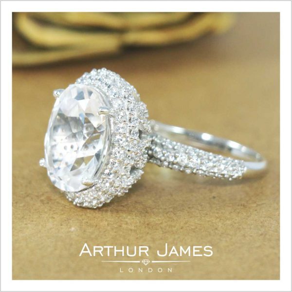 Oval Diamond Charles & Colvard Ladies Halo Ring