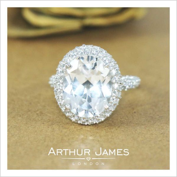 Oval Diamond Charles & Colvard Ladies Halo Ring