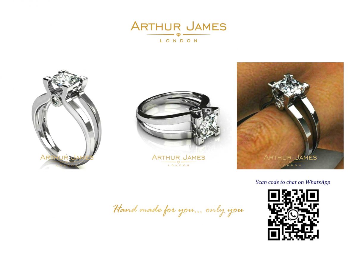 Princess Cut Diamond White Gold Ladies Ring