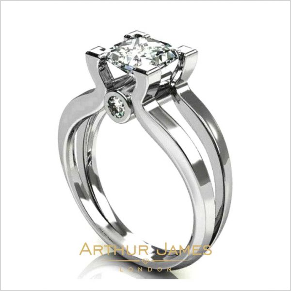 Princess Cut Diamond White Gold Ladies Ring