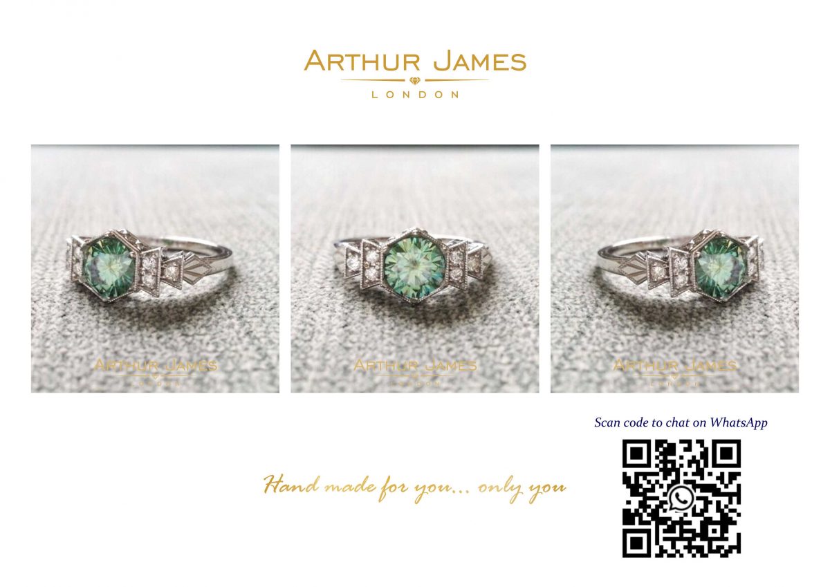 Green Moissanite Round Cut Diamond Ladies Ring
