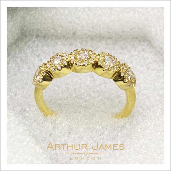 Round Cut Moissanite Diamond Five Stone Women's Band Ring
