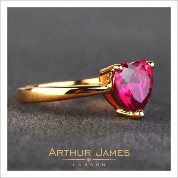 Heart Cut Red Ruby Diamond Women's Ring