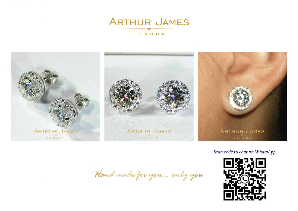 Round Cut Moissanite Diamond Halo Stud Ladies Earrings