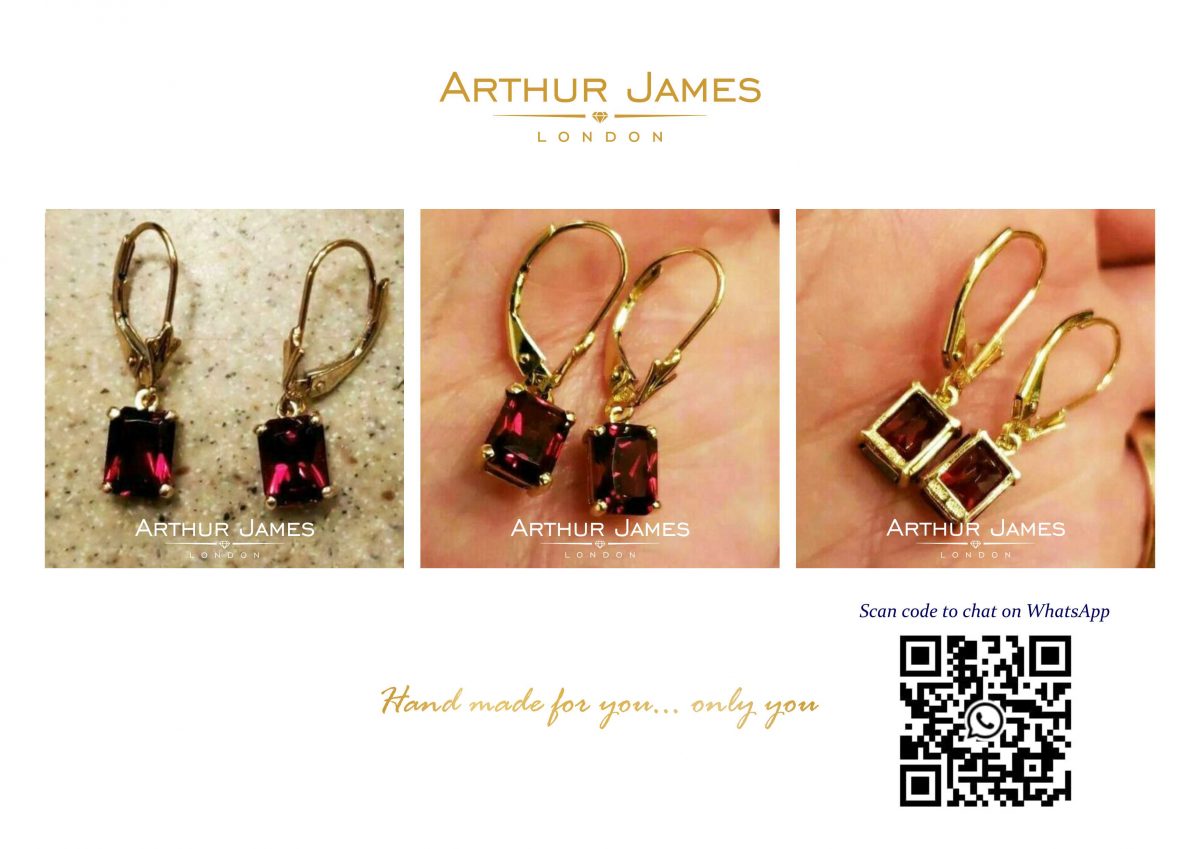 Red Garnet Solitaire Diamond Ladies Danglers Earrings